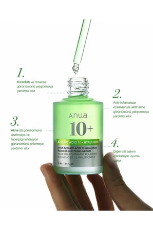 Azelaik Asit 10 Hyaluron Redness Serum 30 ml – Kızarıklık, Leke ve Cilt Tonu Eşitsizliği Serumu %100 Orj. - Azelaic Acid