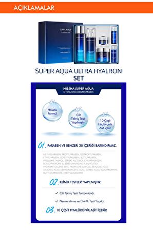 Missha Super Aqua Tüm Cilt Tipleri İçin Su Bazlı Yağsız Nemlendirici Yüz Bakım Seti 