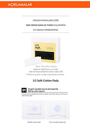 Çok Amaçlı Pamuk Makyaj Pedleri 60adet1/2 Soft Cotton Pads