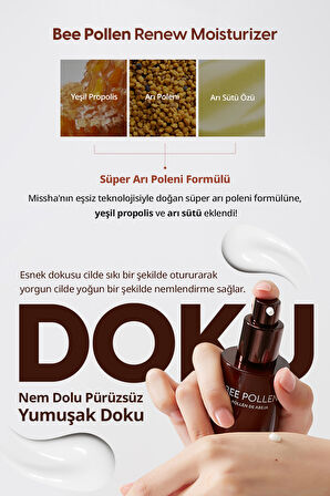 Kuru Ciltler için Arı Poleni İçerikli Nemlendirici Krem Missha Bee Pollen Renew Intense Moisturiser