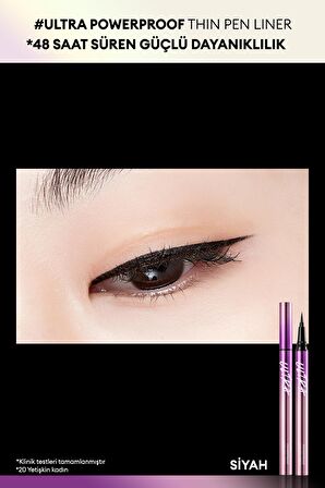 Su , Ter ve Yağa Dayanıklı , 48 Saate Kadar Kalıcı Eyeliner Ultra Powerproof Thin Pen Liner (Black)