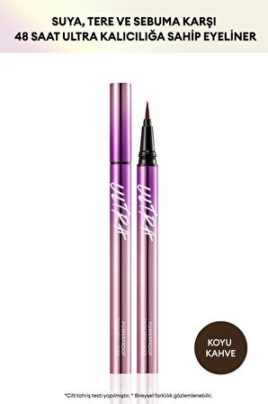 Su , Ter ve Yağa Dayanıklı , 48 Saate Kadar Kalıcı Ultra Powerproof Thin Pen Liner (Dark Brown)