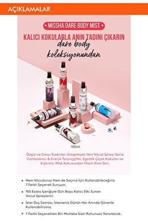 Yoğun Esanslı Kalıcı Saç&Vücut Spreyi 105ml Dare Body Mist (Pear&Rose)