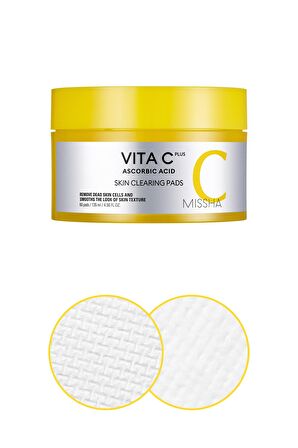 C Vitamini İçeren Peeling Etkili Çift Taraflı  Ped(60Adet) Vita C Plus Skin Clearing Pads Double Set