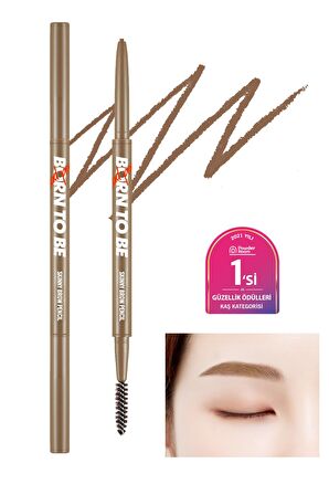 Kalıcı Etkili, Ultra İnce Uçlu,Fırçalı Kaş Kalemi Madproof Skinny Brow Pencil (02 Light Brown)