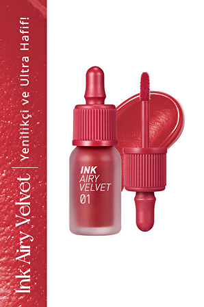 Uzun Süre Kalıcı ve Hafif Formüllü, Kadife Bitişli Tint Peripera Ink Airy Velvet (1 Hotspot Red)