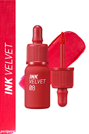 Yüksek Pigmentli, Kadife Görünümlü, Gün Boyu Kalıcı Tint Peripera Ink Velvet (8 Sellout Red)