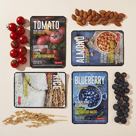 DERMAL 5 ADET Superfood Badem Yüz Maskesi I  Nemlendici ve Yumuşatıcı 