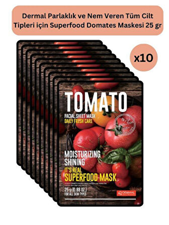 DERMAL Parlaklık  ve Nem Veren Domates Maske 25 gr 10 Adet