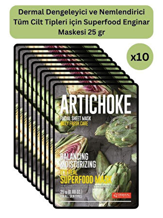 DERMAL Dengeleyici ve Nemlendirici Enginar Maskesi 25 gr 10 Adet