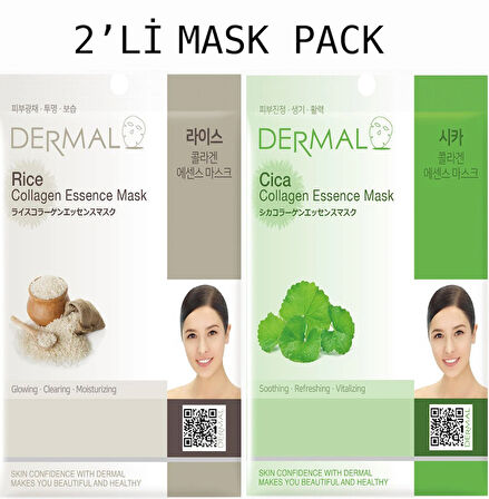 Dermal 2'li Mask Pack (Cica+Rice)