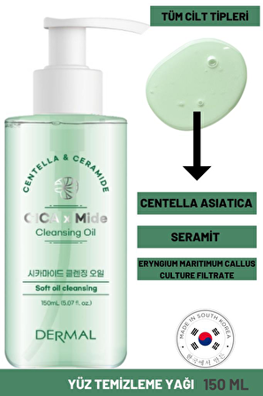 Dermal Tüm Ciltler için Temizleyici Yüz Temizleme Yağı 150 ml 