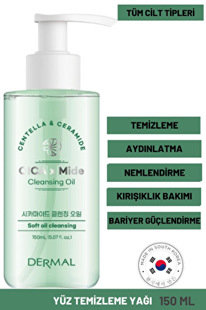 Dermal Tüm Ciltler için Temizleyici Yüz Temizleme Yağı 150 ml 