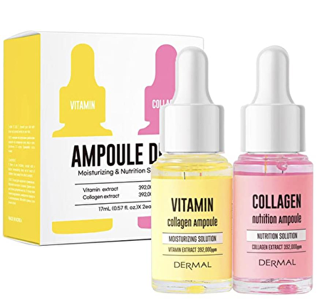 DERMAL 2'li Yaşlanma Karşıtı Serum Set Elastikiyet, Canlılık ve Parlaklık  Vitamin & Kolajen 17ml*2