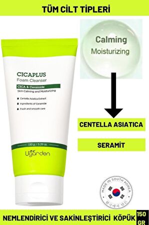 Dermal Ugarden Cicaplus Tüm Ciltler için Nemlendirici Yüz Temizleme Köpüğü 150 ml 