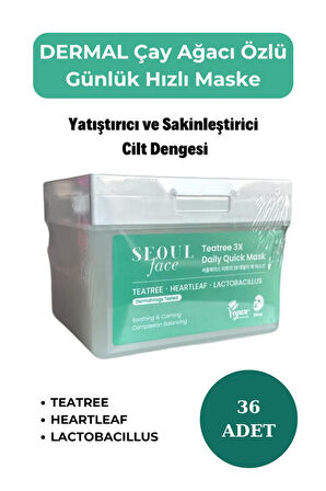 Dermal Çay Ağacı Özlü Günlük Hızlı Maske 36 Adet