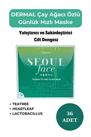 Dermal Çay Ağacı Özlü Günlük Hızlı Maske 36 Adet