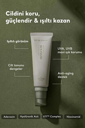 Village 11 Factory - Daily Mild Sun Fluid 50+ Pa++++ - Hafif Dokulu Günlük Vegan Güneş Kremi