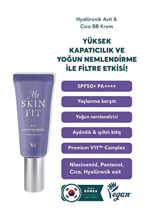 Village 11 Factory My Skin Fit BB Cream SPF 50+ PA++++ #4 Medium Beige 20ml - Hyalüronik Asit & Cica BB Krem