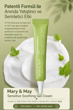 Mary&May Sensitive Soothing Gel Cream Yüz Nemlendirici 12 gr Hassas ve Yağlı Ciltler İçin
