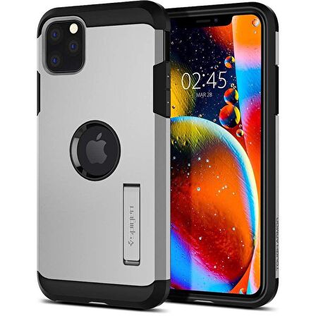 Spigen iPhone 11 Pro Kılıf Tough Armor Satin Silver