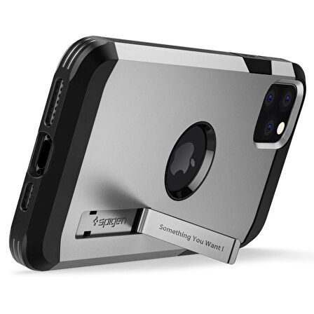 Spigen iPhone 11 Pro Kılıf Tough Armor Satin Silver