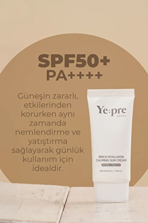 Birch Hyaluron Calming Sun Cream Spf50 Güneş Kremi Nemlendirici Huş Ağacı Hyaluronic Acid Kore 50ml