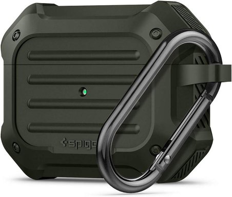 Spigen AirPods Pro ile Uyumlu Kılıf Tough Armor Çift Katmanlı Zırh Koruma Koyu Yeşil Kapak - ASD00539 - Outlet