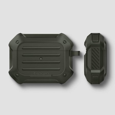 Spigen AirPods Pro ile Uyumlu Kılıf Tough Armor Çift Katmanlı Zırh Koruma Koyu Yeşil Kapak - ASD00539 - Outlet