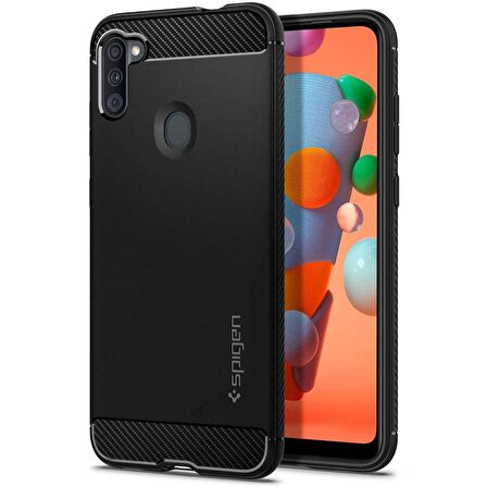 Spigen Galaxy M11 / Galaxy A11 Kılıf Rugged Armor Matte Black