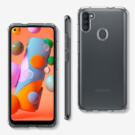 Spigen Galaxy M11 / Galaxy A11 ile Uyumlu Kılıf Liquid Crystal 4 Tarafı Tam Koruma Crystal Clear