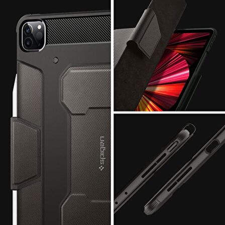 Spigen Apple iPad Pro 11 (2022 / 2021 / 2020 / 2018) Kılıf Rugged Armor Pro Gunmetal - ACS01025