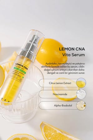 LEMON CNA Vita Serum, 30ml | Işıltılı Ciltler İçin C Vitamini, Niacinamid Yüz Serumu