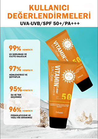 Korean Çil ve Leke Karşıtı Aydınlatıcı Vitamin Laser SPF 50+ PA+++ Yüksek Koruyuculu Güneş Kremi