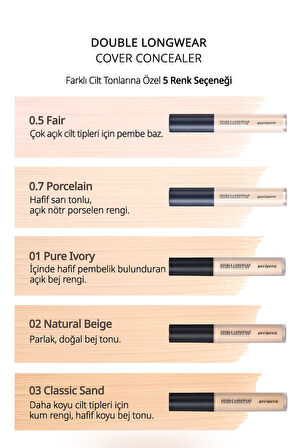 Hafif Yapılı Gün Boyu Yüksek Kapatıcı Peripera Double Longwear Cover Concealer (#01 Pure Ivory)