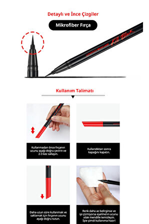 İnce, Mikrofiber Fırça Uçlu Kalem Eyeliner CLIO Superproof Brush Liner (Kill Black)