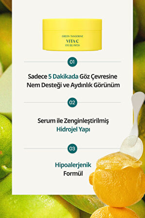 Yeşil Mandalina Özlü, Aydınlatıcı Göz Altı Maskesi GOODAL Green Tangerine Vita C Eye Gel Patch