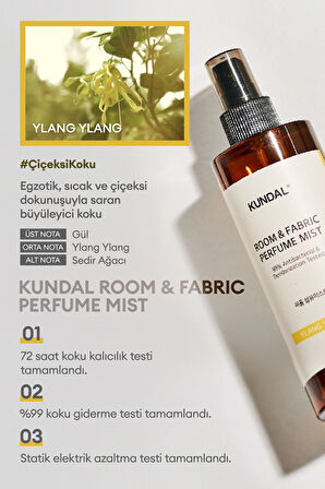 Oda ve Kumaş Kokusu KUNDAL Room & Fabric Perfume Mist (Ylang Ylang)