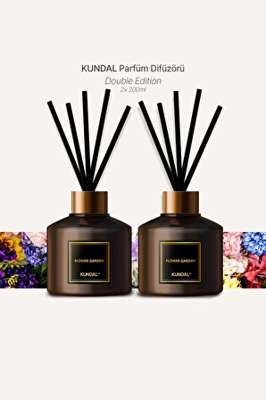 Parfüm Difüzörü Temel Seri KUNDAL Perfume Diffuser 200ml 2Adet (Flower Garden)