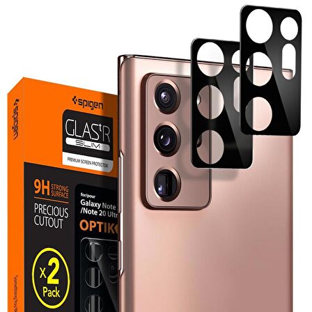 Spigen Galaxy Note 20 ile Uyumlu Kamera Lens Koruyucu, tR Optic Glass Black (2 Adet) Black