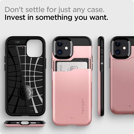 Spigen iPhone 12 Mini ile Uyumlu Kılıf Slim Armor CS Rose Gold
