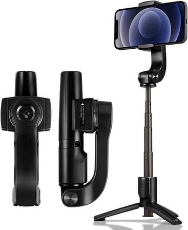 Spigen Gimbal Tripod Kablosuz Bluetooth Selfie Çubuğu + Taşıma Çantası S610W Siyah - AMP01862 - OUTLET