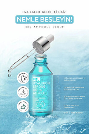Kuru Ciltler İçin Nemlendirici ve Onarıcı Saf ve Yoğun Hyaluronik Asit İçeren Ampoule Serum