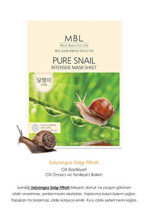 Nem Kaybı Yaşayan, Elastikiyetini Yitirmiş ve Donuk Görünen Ciltler için Snail içerikli Yüz Maskesi