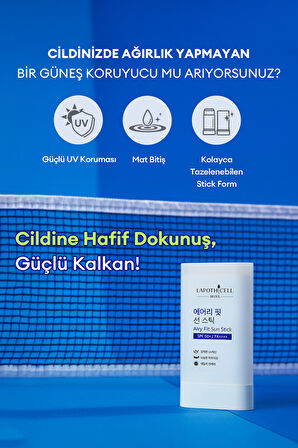 Mat Bitiş Sunan Stick Güneş Koruyucu LAPOTHICELL Airy Fit Sun Stick SPF50+ PA++++