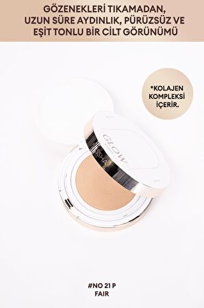 Yaşlanma Karşıtı Işıltılı ve Cam Cilt Görünüm Sunan Cushion SPF37+++Glow Cushion Light (No.21P Fair)