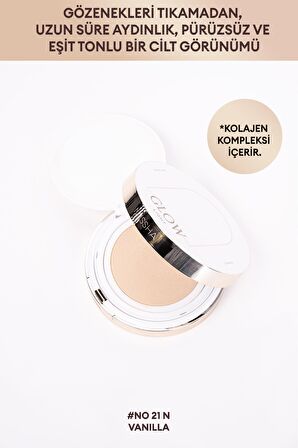 Yaşlanma Karşıtı Işıltı ve Cam Cilt Görünümü Sunan Cushion SPF37PA+++Glow Cushion Light (No.21N Vani
