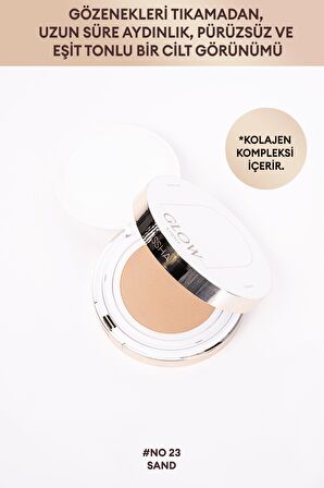 Yaşlanma Karşıtı Işıltılı ve Cam Cilt Görünüm Sunan  Cushion SPF37+++Glow Cushion Light (No.23 Sand)