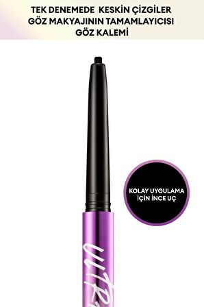 Pürüzsüz Çizim Sağlayan İnce Tasarımlı , Suya Dayanıklı Göz Kalemi Thin Pencil Liner (Dark Black)