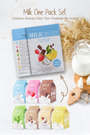 7'li Cilt Bakım Maske Seti  A'PIEU Milk One Pack Set (7Adet)